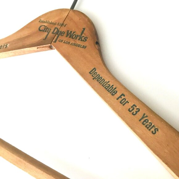 1930s City Dye Works Los Angeles CA Wooden Hanger Downtown Textiles Fabrics USA - Picture 3 of 4